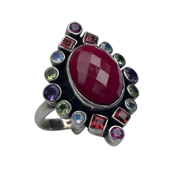 Nicky Butler Signed Ruby Multi Gemstone Ring - Sterling Silver - Size 12 - Picture 2 of 6